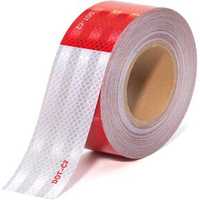 DOT-C2 Reflective Tape 2 Inch X 100 Feet Red White Reflector Adhesive Conspicuity Outdoor Waterproof Tape for Trailers, Trucks, Vehicles, Driveway, Boats, Signs (100 FT) in Kuwait