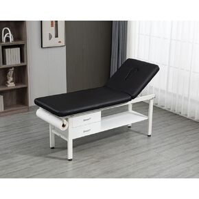 27.6" Width Comfortable Fixed Height Medical Exam Table Backrest Adjustable with Paper Holder and Breath Hole & Two Drawer for Clinic Lab Treatment (Blue)