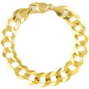 Nuragold 10k Yellow Gold 12.5mm Solid Cuban Curb Link Chain Bracelet, Mens Jewelry 7.5" 8" 8.5" 9"