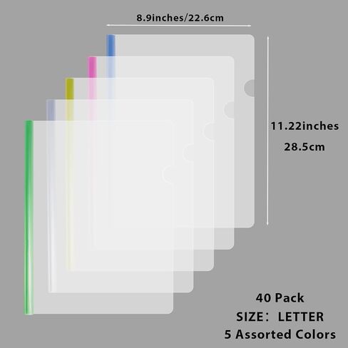 HOUYEE 40 Pack Report Covers with Sliding Bars, 9mm (40 Sheet Capacity) Sliding Bar File Folder,Pack of 40, Black,Fit for Letter Size Paper，Back to School Supply in Saudi Arabia