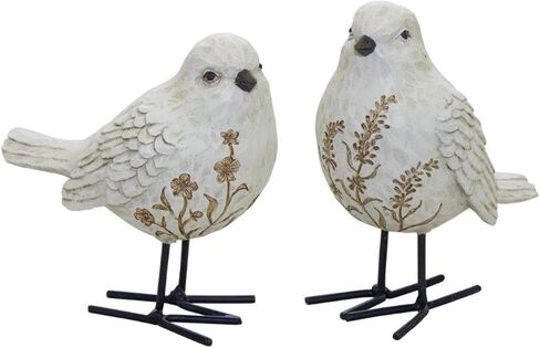 Melrose Resin Set of 2 Bird Statue with White and Brown Finish 82520DS in Saudi Arabia