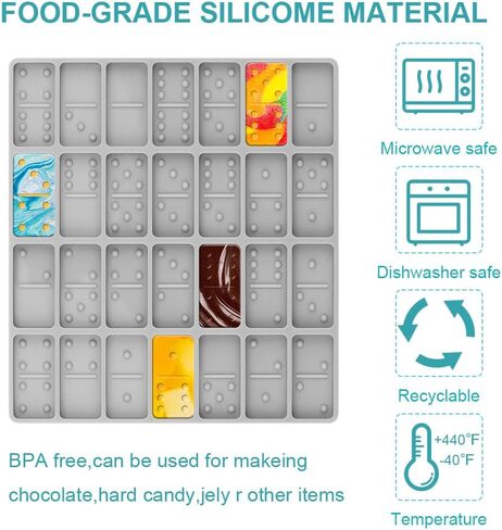 Domino Resin Molds, Domino Molds for Resin Casting, Professional Dominos Molds for Epoxy Resin, Domino Molds Set 28 Cavities, Grey Sturdy Silicone Molds for Domino DIY Pendant Cake Jewelry Making in Kuwait