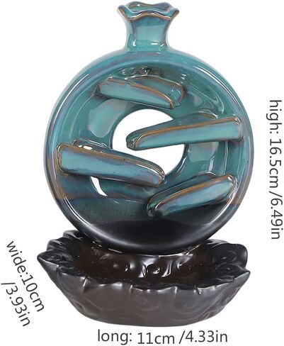 Backflow Incense Burner, Ceramic Waterfall Smoke Incense Holder with 40 Incense Cones+30 Incense Sticks+1 Tweezer+1 Mat, for Aromatherapy Meditation Home Decorations, Blue in Saudi Arabia