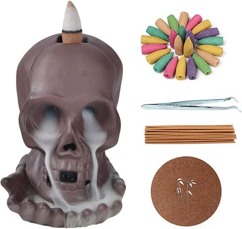 اليدوية السيراميك الجمجمة ارتجاعي حامل البخور شلال البخور الموقد الجدة ديكور المنزل لجميع القديسين in Kuwait