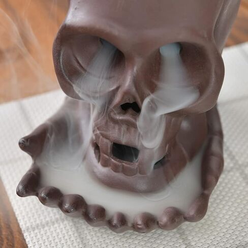 اليدوية السيراميك الجمجمة ارتجاعي حامل البخور شلال البخور الموقد الجدة ديكور المنزل لجميع القديسين in Kuwait