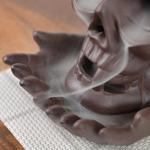 اليدوية السيراميك الجمجمة ارتجاعي حامل البخور شلال البخور الموقد الجدة ديكور المنزل لجميع القديسين in Kuwait