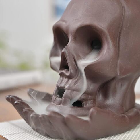 اليدوية السيراميك الجمجمة ارتجاعي حامل البخور شلال البخور الموقد الجدة ديكور المنزل لجميع القديسين in Kuwait