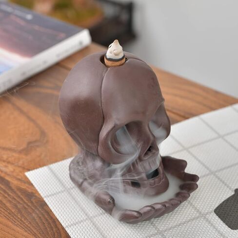 اليدوية السيراميك الجمجمة ارتجاعي حامل البخور شلال البخور الموقد الجدة ديكور المنزل لجميع القديسين in Kuwait