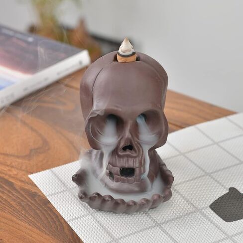 اليدوية السيراميك الجمجمة ارتجاعي حامل البخور شلال البخور الموقد الجدة ديكور المنزل لجميع القديسين in Kuwait