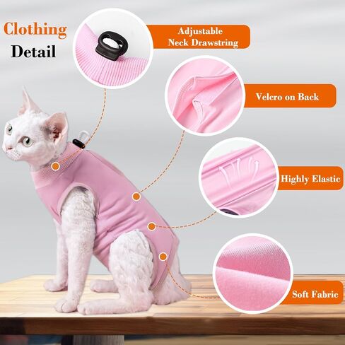 Cat Recovery Suit for Abdominal Wounds or Skin Diseases, Breathable Cat Surgery Recovery Suit E-Collar Alternative for Cats, After Surgery Wear Surgical Suit for Cats Anti Licking Wounds in Kuwait
