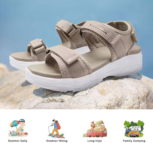 صنادل المشي لمسافات طويلة للسيدات من CAMEL CROWN صنادل المشي مع أشرطة صنادل مائية للنساء لدعم قوس القدم أثناء السفر، أحذية الصيف in Saudi Arabia