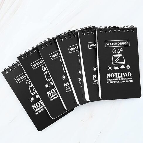 6 Pack Waterproof Notebook, 3 x 5 Inches Pocket Notepad, All-Weather Memo Pads with Top-Spiral, Tactical Steno Pads with Grid for Outdoor Activities Recording and Tactical Pocket in Saudi Arabia