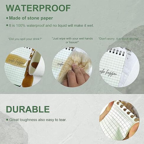 6 Pack Waterproof Notebook, 3 x 5 Inches Pocket Notepad, All-Weather Memo Pads with Top-Spiral, Tactical Steno Pads with Grid for Outdoor Activities Recording and Tactical Pocket in Saudi Arabia