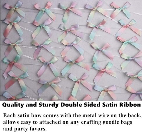 50 PCS 3 Inch Pastel Satin Twist Tie Bows, Ribbon Bows with Twist Ties, Twist Bows Pre Tied Bows with Wire for Treat Bags, Gift Bags, Popcorn Bags, Cookie Bags, Party Favors (Dark Rainbow) in Saudi Arabia