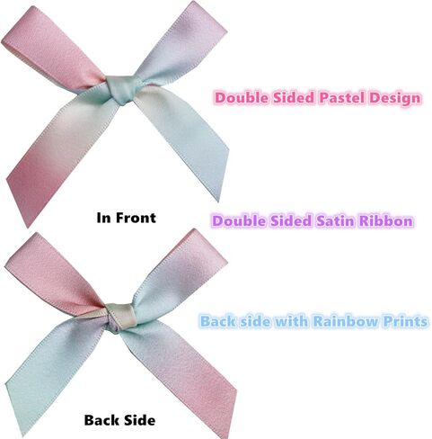 50 PCS 3 Inch Pastel Satin Twist Tie Bows, Ribbon Bows with Twist Ties, Twist Bows Pre Tied Bows with Wire for Treat Bags, Gift Bags, Popcorn Bags, Cookie Bags, Party Favors (Dark Rainbow) in Saudi Arabia