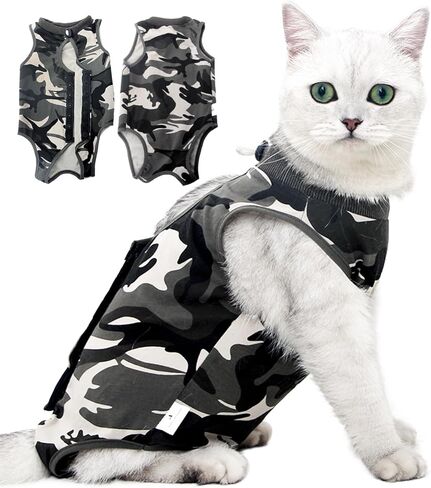 Cat Recovery Suit for Abdominal Wounds or Skin Diseases, Breathable Cat Surgery Recovery Suit E-Collar Alternative for Cats, After Surgery Wear Surgical Suit for Cats Anti Licking Wounds in Kuwait