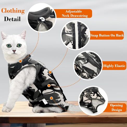 Cat Recovery Suit for Abdominal Wounds or Skin Diseases, Breathable Cat Surgery Recovery Suit E-Collar Alternative for Cats, After Surgery Wear Surgical Suit for Cats Anti Licking Wounds in Kuwait