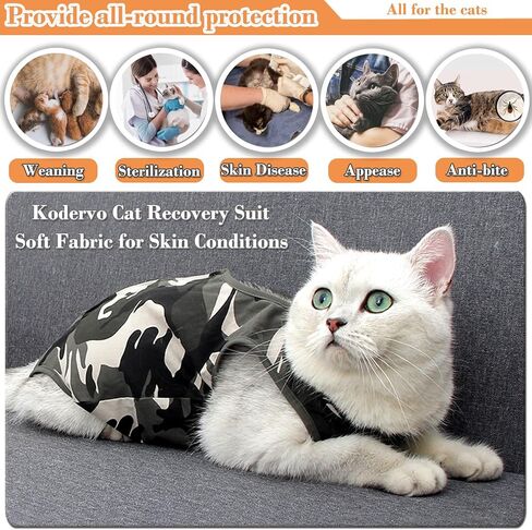 Cat Recovery Suit for Abdominal Wounds or Skin Diseases, Breathable Cat Surgery Recovery Suit E-Collar Alternative for Cats, After Surgery Wear Surgical Suit for Cats Anti Licking Wounds in Kuwait