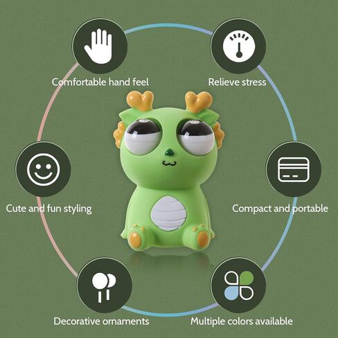 Pop-Out Eye Dragon Squeeze Toy - Stress Relief Sensory Squishy for Adults, Funny Anti-Stress Ball, Ideal Anxiety Toy for Party Favors and Gifts (Green) in Kuwait