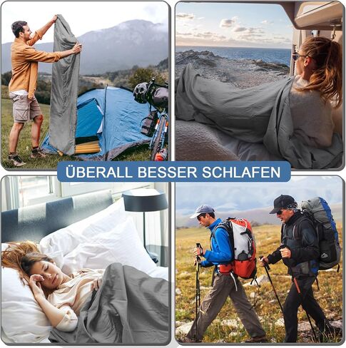 Sleeping Bag Liner, Updated Adult Sleep Sack & Travel Sheets with Foot Zipper, Lightweight and Portable Camping Sleeping Bag Liners - Ideal for Backpacking, Hostels and Camping in Saudi Arabia