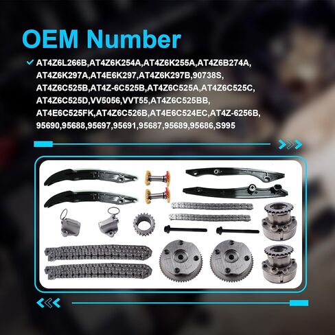 Timing Chain Kit with 4 VVT Cam Phaser Fit for Ford Lincoln Taurus Transit Explorer F-150 3.3L/3.5L/3.7L in Saudi Arabia