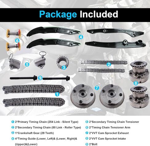 Timing Chain Kit with 4 VVT Cam Phaser Fit for Ford Lincoln Taurus Transit Explorer F-150 3.3L/3.5L/3.7L in Saudi Arabia
