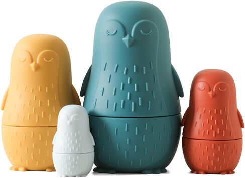 Nesting Dolls Toys Set, Silicone Matryoshka Nesting Cups for EasterToys, Montessori Educational Toy for Kids,Toddlers’ Birthday Classic Gift and Shower Gifts (Penguins & Bears) 8 PCS in Saudi Arabia