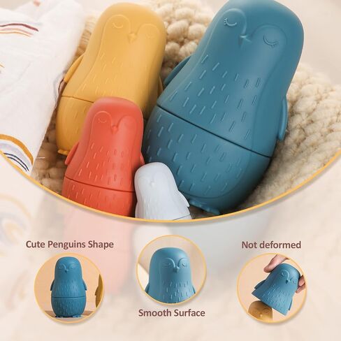 Nesting Dolls Toys Set, Silicone Matryoshka Nesting Cups for EasterToys, Montessori Educational Toy for Kids,Toddlers’ Birthday Classic Gift and Shower Gifts (Penguins & Bears) 8 PCS in Saudi Arabia