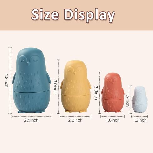 Nesting Dolls Toys Set, Silicone Matryoshka Nesting Cups for EasterToys, Montessori Educational Toy for Kids,Toddlers’ Birthday Classic Gift and Shower Gifts (Penguins & Bears) 8 PCS in Saudi Arabia