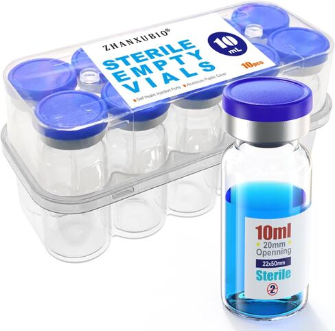 Sterile Empty Vial,Sterile Glass Vials, with Self-Healing Injection Port and Flip Top Cap, Sterile Package 10PCS by ZHANXUBIO (10ml,10) in Saudi Arabia