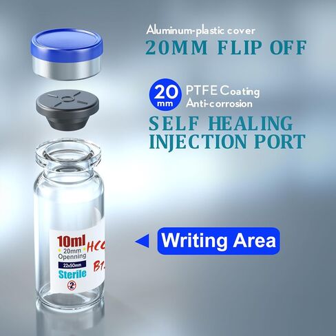 Sterile Empty Vial,Sterile Glass Vials, with Self-Healing Injection Port and Flip Top Cap, Sterile Package 10PCS by ZHANXUBIO (10ml,10) in Saudi Arabia