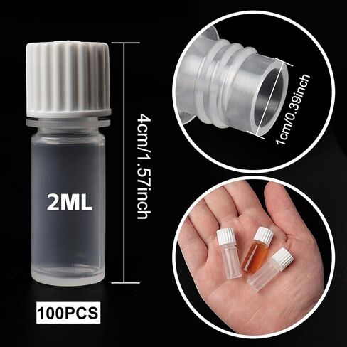 100 عبوة من قوارير بلاستيكية سعة 2 مل مع أغطية، قوارير مختبر صغيرة، أنابيب اختبار بلاستيكية مع أغطية لولبية - حاويات بلاستيكية لأنبوب قارورة 2 مل مع أغطية لبذور المسحوق السائل in Kuwait