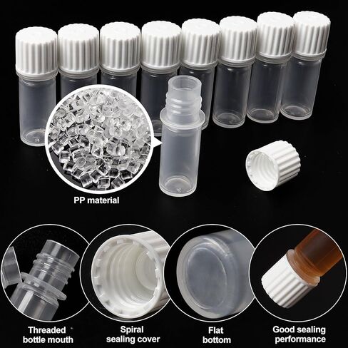 100 عبوة من قوارير بلاستيكية سعة 2 مل مع أغطية، قوارير مختبر صغيرة، أنابيب اختبار بلاستيكية مع أغطية لولبية - حاويات بلاستيكية لأنبوب قارورة 2 مل مع أغطية لبذور المسحوق السائل in Kuwait