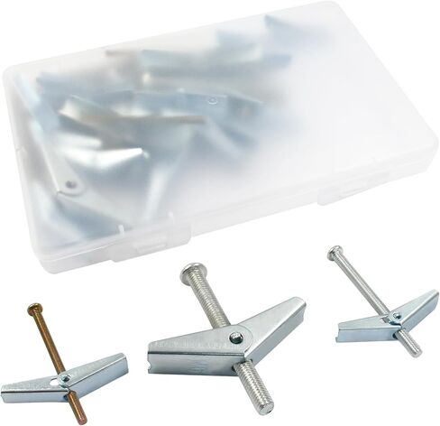 مجموعة 24 قطعة من مسامير التبديل وصواميل الجناح مثبتات جدارية شديدة التحمل لتعليق الأشياء الثقيلة على الحوائط الجافة، 3 مقاسات مرساة على شكل فراشة (1/8 بوصة، 3/16 بوصة، 1/4 بوصة) in Kuwait