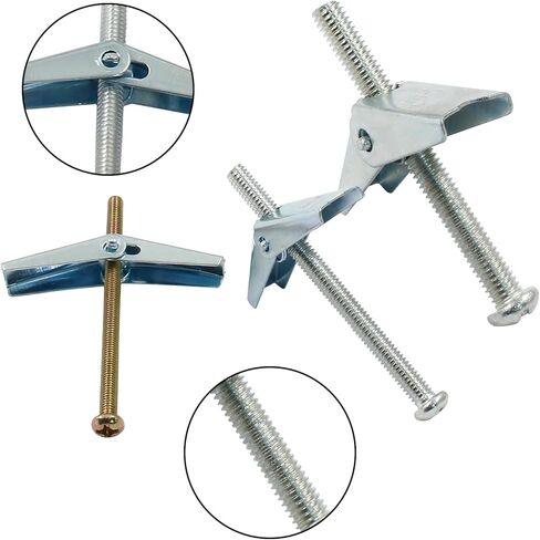 مجموعة 24 قطعة من مسامير التبديل وصواميل الجناح مثبتات جدارية شديدة التحمل لتعليق الأشياء الثقيلة على الحوائط الجافة، 3 مقاسات مرساة على شكل فراشة (1/8 بوصة، 3/16 بوصة، 1/4 بوصة) in Kuwait