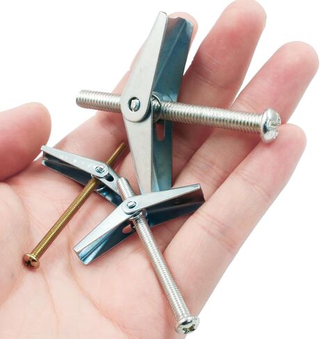 مجموعة 24 قطعة من مسامير التبديل وصواميل الجناح مثبتات جدارية شديدة التحمل لتعليق الأشياء الثقيلة على الحوائط الجافة، 3 مقاسات مرساة على شكل فراشة (1/8 بوصة، 3/16 بوصة، 1/4 بوصة) in Kuwait