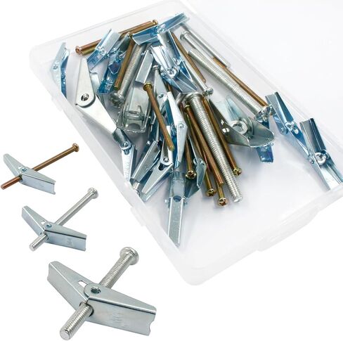 مجموعة 24 قطعة من مسامير التبديل وصواميل الجناح مثبتات جدارية شديدة التحمل لتعليق الأشياء الثقيلة على الحوائط الجافة، 3 مقاسات مرساة على شكل فراشة (1/8 بوصة، 3/16 بوصة، 1/4 بوصة) in Kuwait