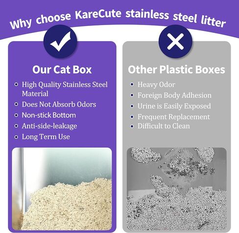 Stainless Steel Cat Litter Box, 17.7" x 13.8" x 8" Extra Large Stainless Steel Litter Box, XL Litter Boxes for Big Cats, Metal Litter Box with High Sides Odor Control Easy Clean in Saudi Arabia
