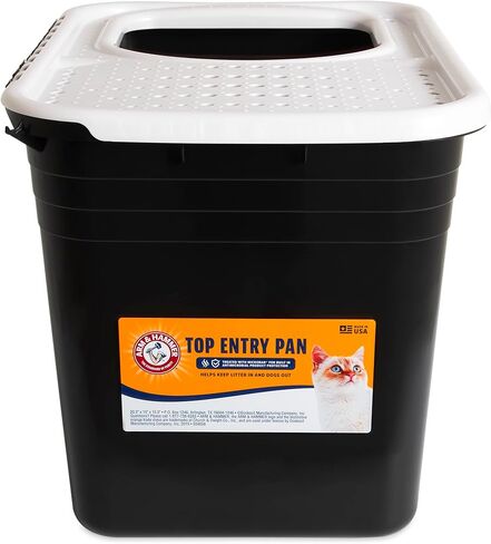 Arm & Hammer Premium Top Entry Litter Box with Filter to Clean Paws and Microban, Made in USA in Saudi Arabia