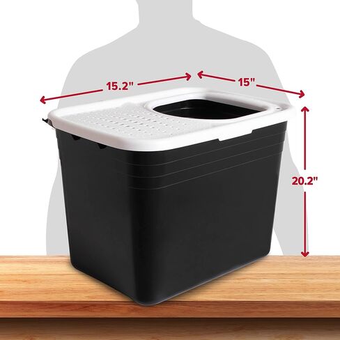Arm & Hammer Premium Top Entry Litter Box with Filter to Clean Paws and Microban, Made in USA in Saudi Arabia
