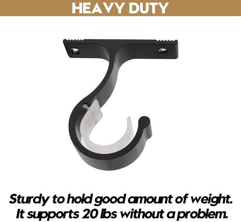 حامل قضيب ستارة فردي من AddGrace، حامل قضيب ستارة واحد، أسود، 4 عبوات من حوامل قضبان الستائر شديدة التحمل مع براغي خطافات قضيب ستارة عتيقة لقضيب الستائر مقاس 1 بوصة in Kuwait