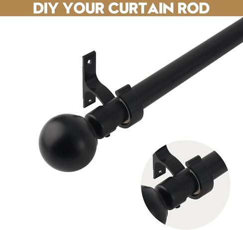 حامل قضيب ستارة فردي من AddGrace، حامل قضيب ستارة واحد، أسود، 4 عبوات من حوامل قضبان الستائر شديدة التحمل مع براغي خطافات قضيب ستارة عتيقة لقضيب الستائر مقاس 1 بوصة in Kuwait