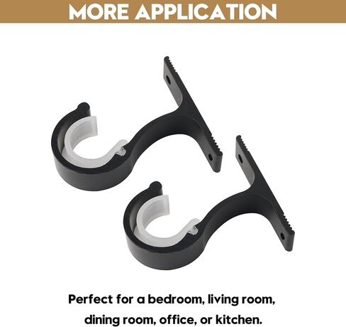 حامل قضيب ستارة فردي من AddGrace، حامل قضيب ستارة واحد، أسود، 4 عبوات من حوامل قضبان الستائر شديدة التحمل مع براغي خطافات قضيب ستارة عتيقة لقضيب الستائر مقاس 1 بوصة in Kuwait