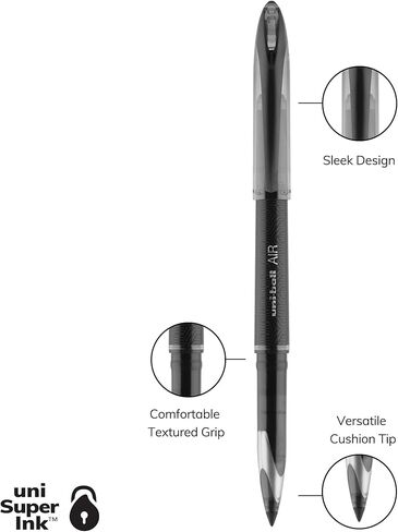 uniball Air Porous Roller Ball Pen, Stick, Medium 0.7 Mm, Blue Ink, Black Barrel, Dozen in Saudi Arabia