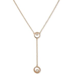 Karl Lagerfeld Paris 16" Gold Tone Circle Link Pearl Line Y Necklace with Lobster Closure in Kuwait