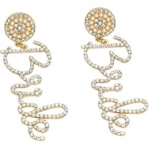 Delicate Letter Bride Earrings Beaded Wedding Earrings Handmade Beaded Dangle Earring Wedding Bridal Earrings Bride To Be Gifts in Saudi Arabia
