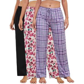 FEMDOUCE 3 Pack Pajama Pants with Mobicets Comfy Pajamas Forms for Women Remortring Lounge Soft PJ Pants in Kuwait