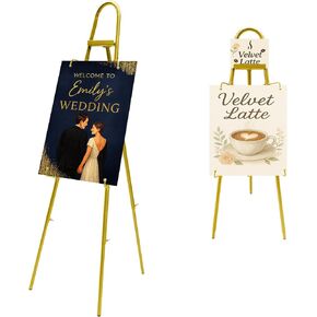 42"–57" Height Adjustable Gold Easel Stand for Signs, 4 Display Modes, Stable at Any Position with 4 Hooks – Perfect Welcome Sign Stand, Heavy Duty Easel Stand for Wedding Sign,Parties, Art & Events in Saudi Arabia