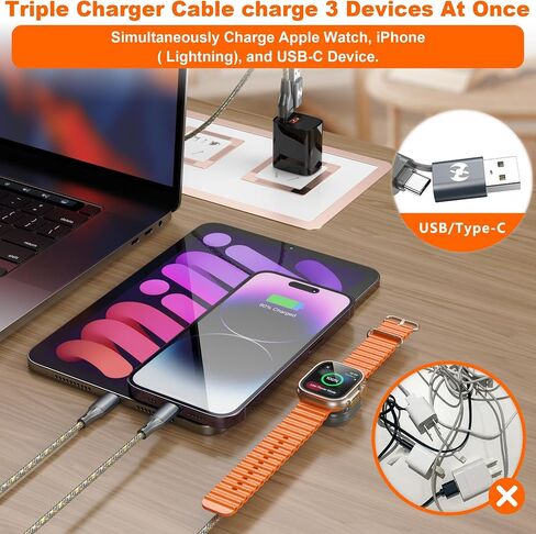 شاحن iPhone 6 أقدام 3 عبوات كابل لايتنينج مضفر من النايلون الفاخر USB سلك شحن سريع معتمد من MFi لـ Apple 14 13 12 11 SE XS PRO Max XR X S 8 7 6 5 Plus in Saudi Arabia
