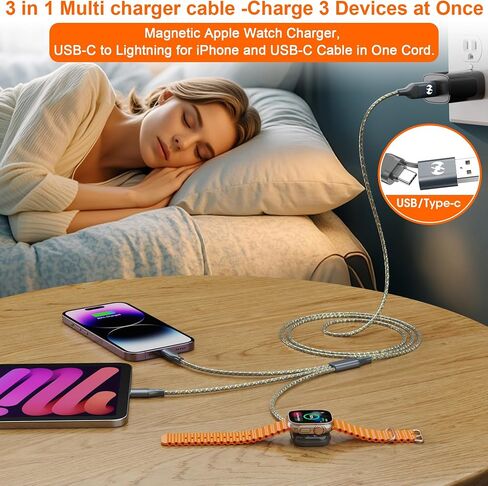 شاحن iPhone 6 أقدام 3 عبوات كابل لايتنينج مضفر من النايلون الفاخر USB سلك شحن سريع معتمد من MFi لـ Apple 14 13 12 11 SE XS PRO Max XR X S 8 7 6 5 Plus in Saudi Arabia